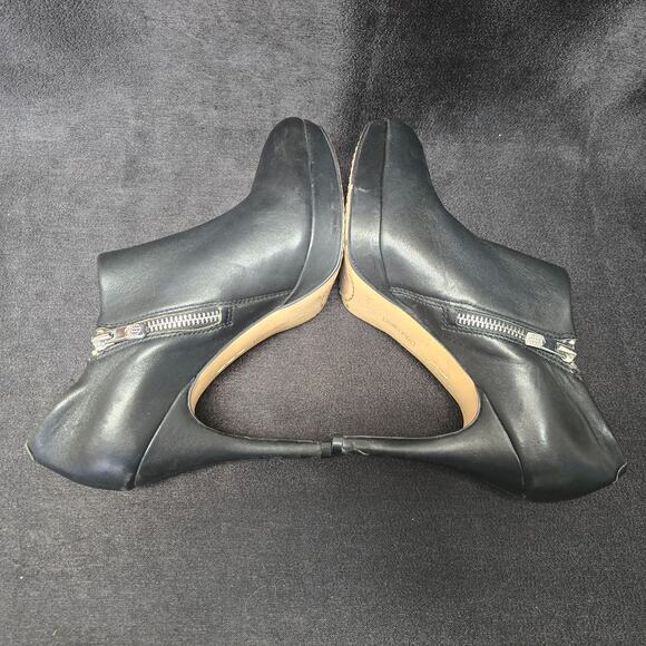Vince Camuto Black Leather Elvin Platform Ankle Booties High Heel - Picture 3 of 10